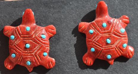 Andrew Quam | Zuni Turtle Fetish Earrings | Penfield Gallery of Indian Arts | Albuquerque, New Mexico