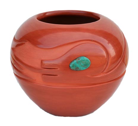 Dora Pena | San Ildefonso Red Avanyu Pot | Penfield Gallery of Indian Arts | Albuquerque, New Mexico