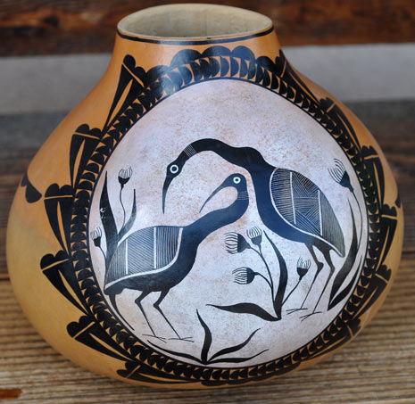 Robert Rivera | Gourd Art with Mimbres Design | Penfield Gallery of Indian Arts | Albuquerue, New Mexico